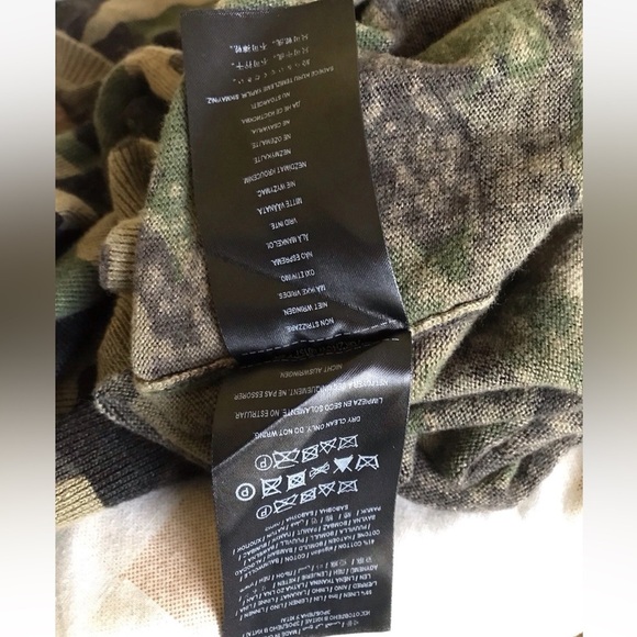 GUESS Linen Blend Green Camouflage Print Sweater Men's Pullover Size M - Picture 11 of 14